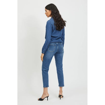 Vila Clothes VIBISTA Blue Cotton Blouse