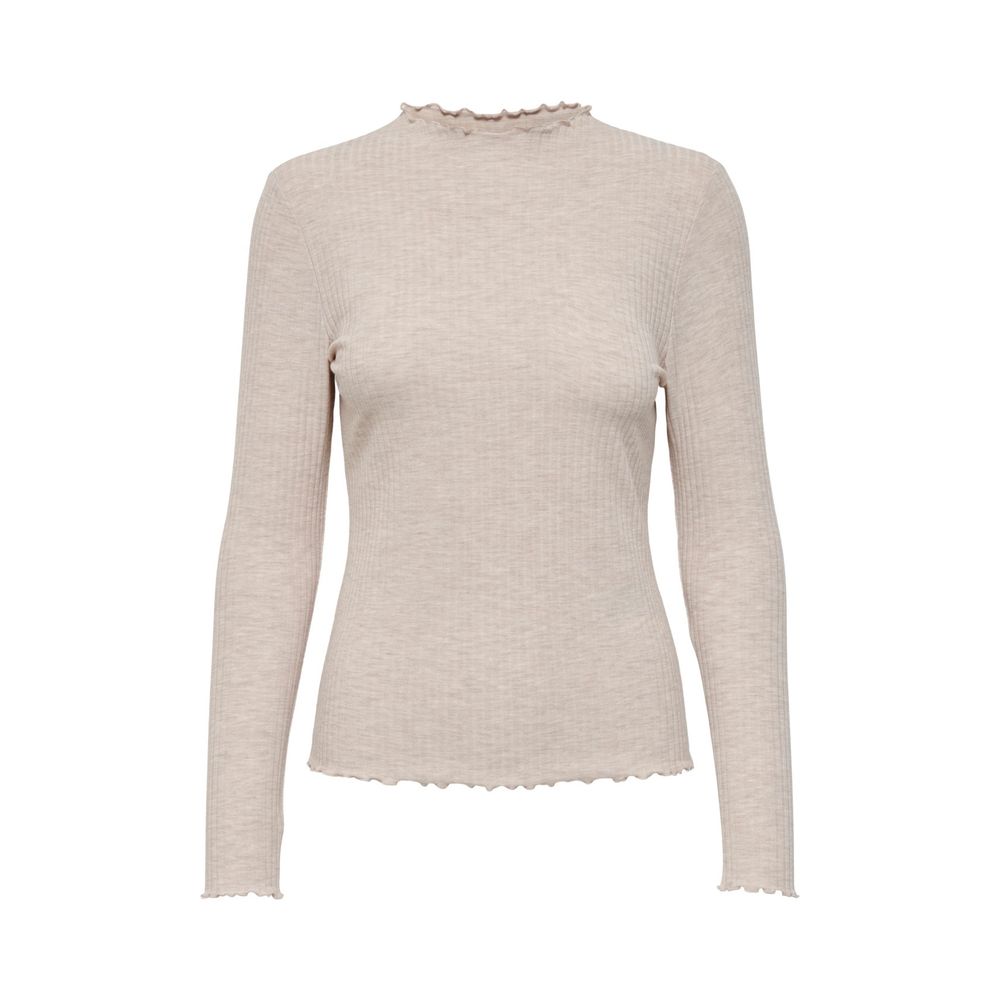 Only Beige Polyester Turtleneck - EMMA L/S HIGH NECK TOP NOOS JRS 15180040