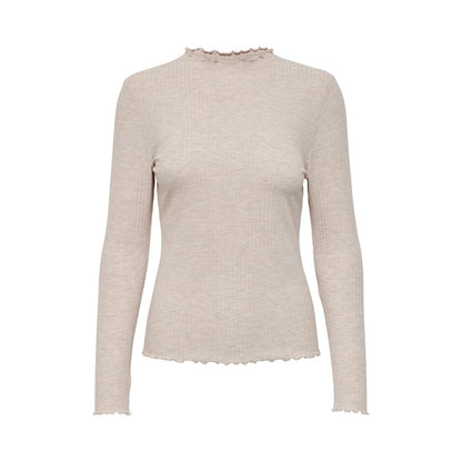 Only Beige Polyester Turtleneck - EMMA L/S HIGH NECK TOP NOOS JRS 15180040
