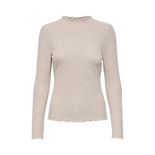 Only Beige Polyester Turtleneck - EMMA L/S HIGH NECK TOP NOOS JRS 15180040