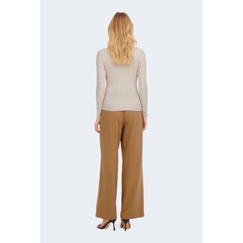 Only Beige Polyester Turtleneck - EMMA L/S HIGH NECK TOP NOOS JRS 15180040