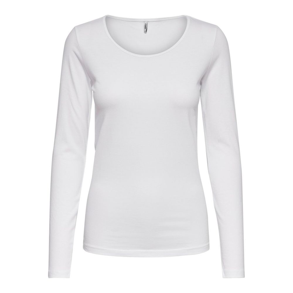 Only LIVE LOVE L/S O-NECK TOP NOOS JRS 15204712 - White Cotton Long Sleeve T-Shirt