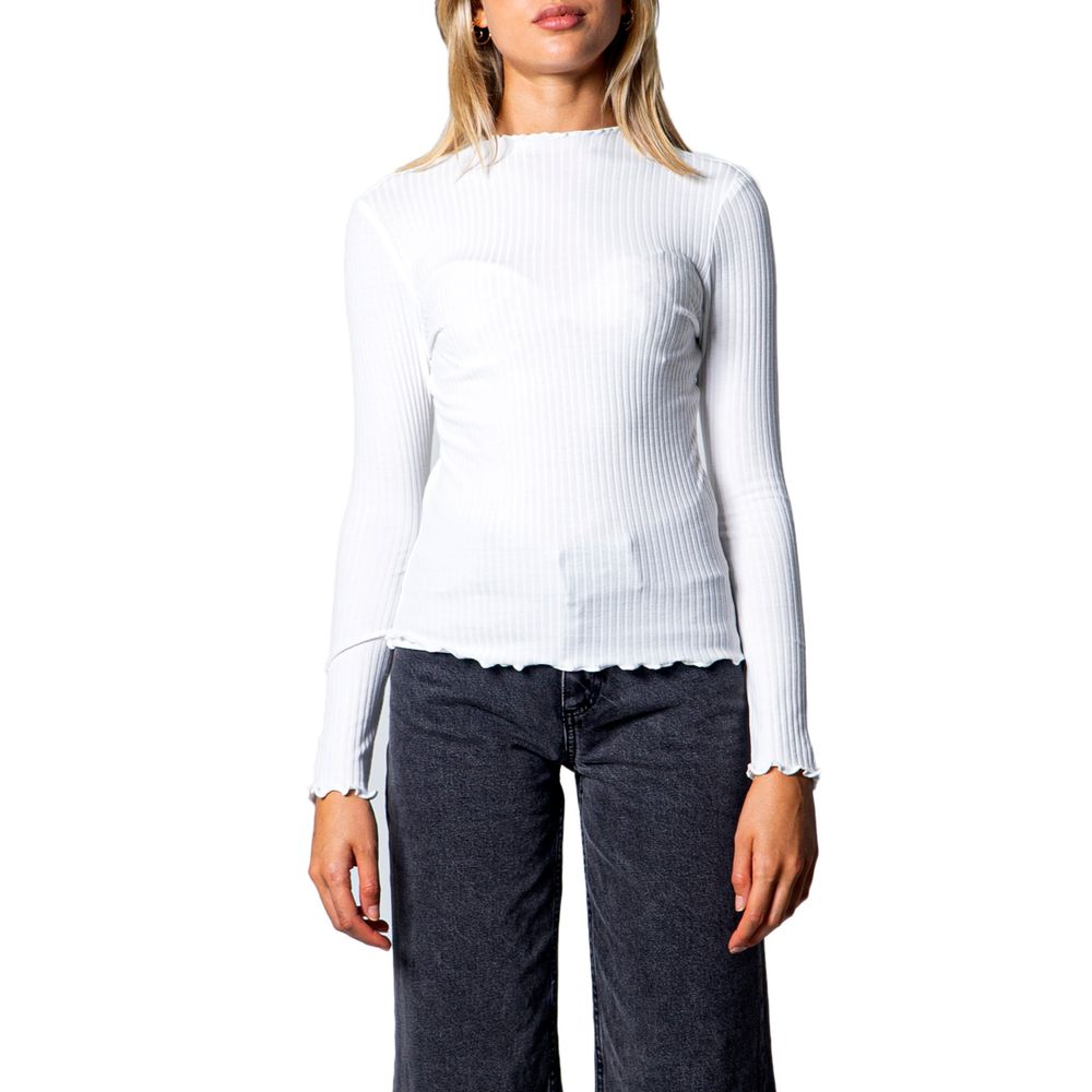 Only EMMA L/S HIGH NECK TOP NOOS JRS 15180040 - Essential White Polyester Turtleneck