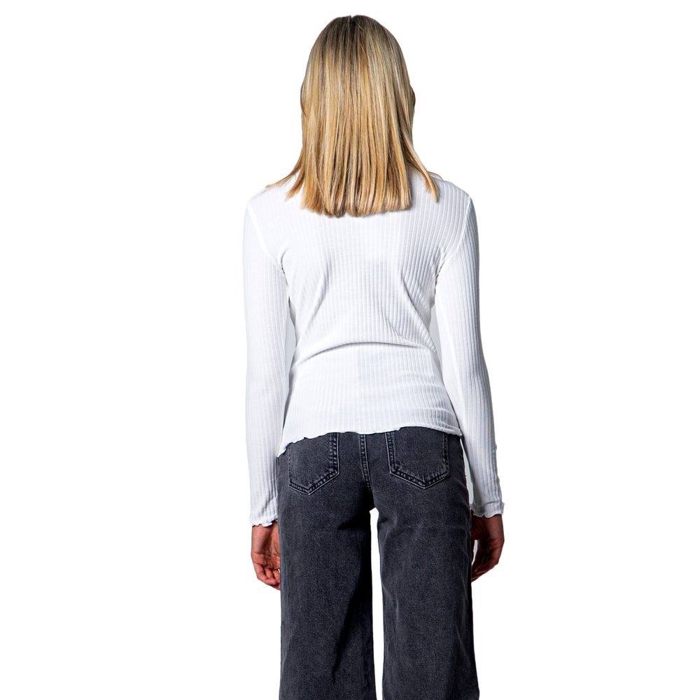 Only EMMA L/S HIGH NECK TOP NOOS JRS 15180040 - Essential White Polyester Turtleneck