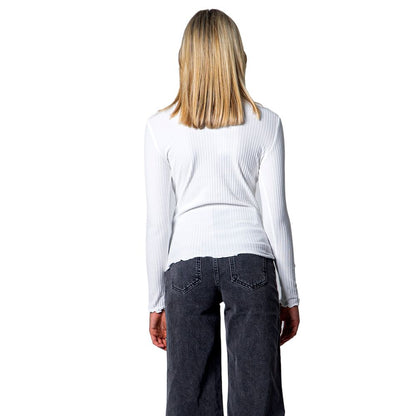 Only EMMA L/S HIGH NECK TOP NOOS JRS 15180040 - Essential White Polyester Turtleneck