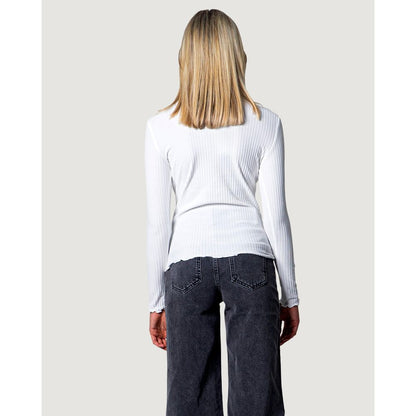 Only EMMA L/S HIGH NECK TOP NOOS JRS 15180040 - Essential White Polyester Turtleneck
