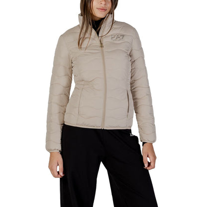EA7 Emporio Armani Beige Polyester Bomber Jacket