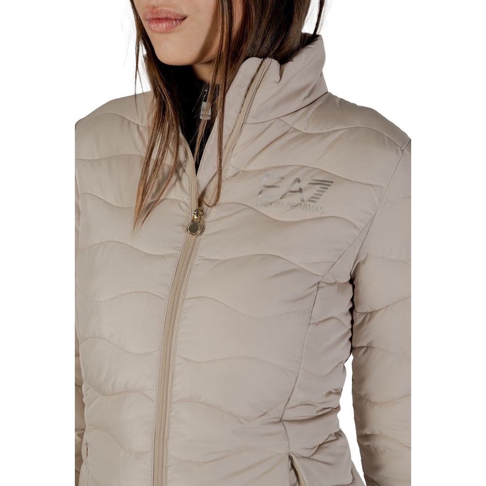 EA7 Emporio Armani Beige Polyester Bomber Jacket