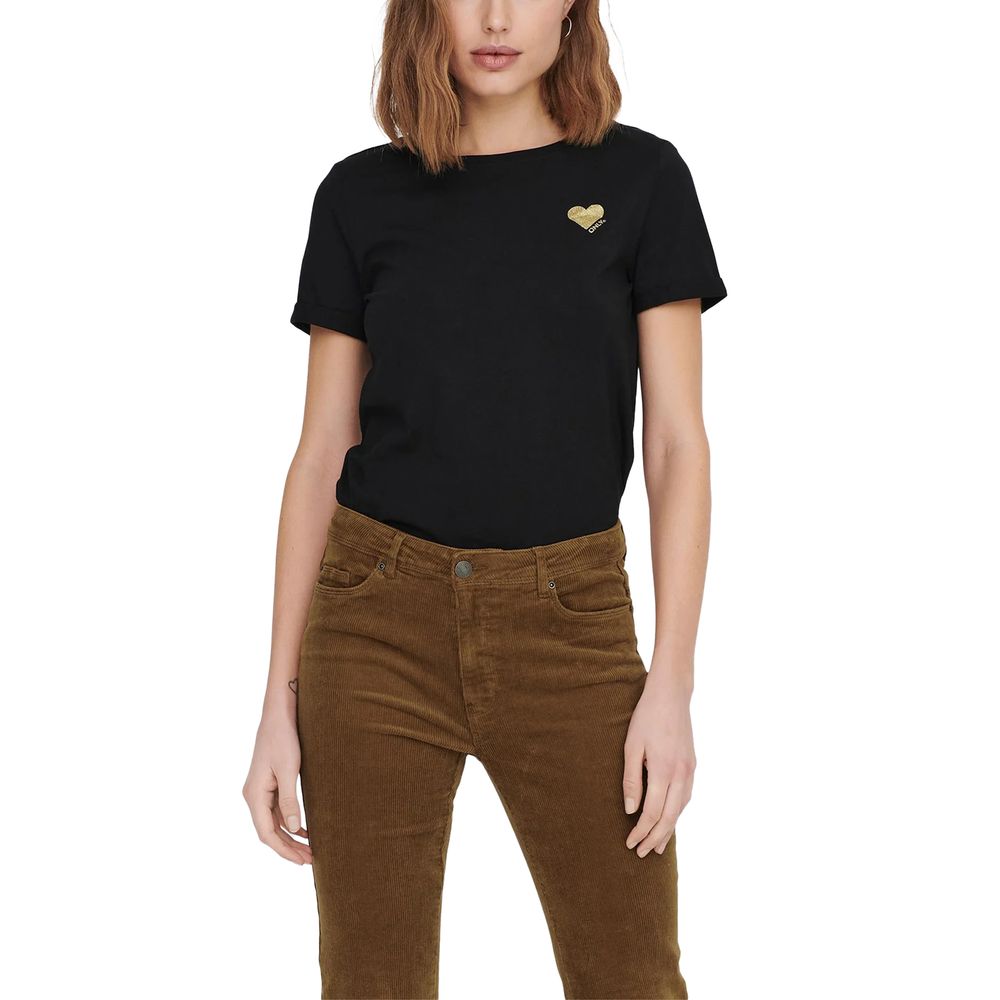 Only ONLKITA LIFE S/S LOGO TOP NOOS Black Cotton T-Shirt