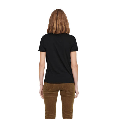 Only ONLKITA LIFE S/S LOGO TOP NOOS Black Cotton T-Shirt