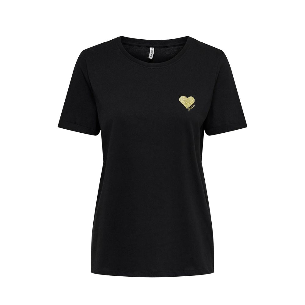 Only ONLKITA LIFE S/S LOGO TOP NOOS Black Cotton T-Shirt