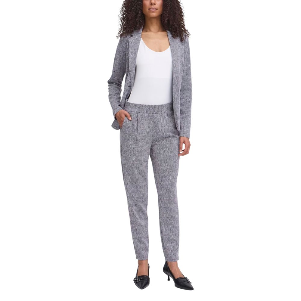 ICHI Blue Polyester Skinny Pants - IHKATE JACQUARD PA8