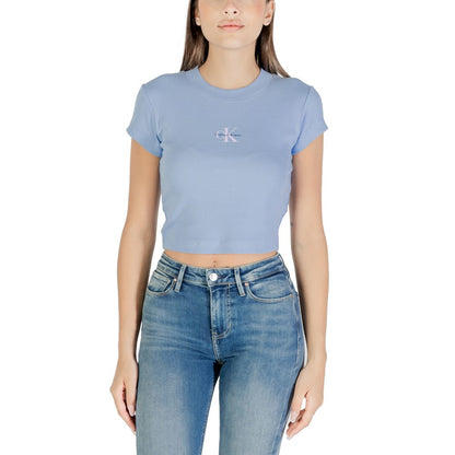 Calvin Klein Jeans Monogram Baby Tee in Blue Cotton