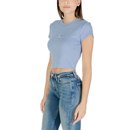 Calvin Klein Jeans Monogram Baby Tee in Blue Cotton