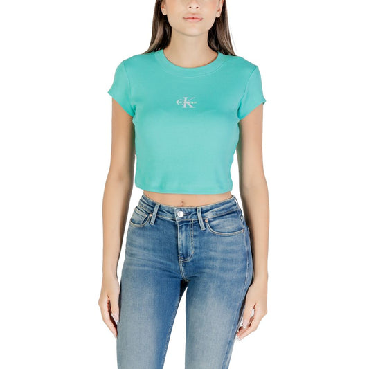 Calvin Klein Jeans Turquoise Cotton T-Shirt - Monogram Baby Tee