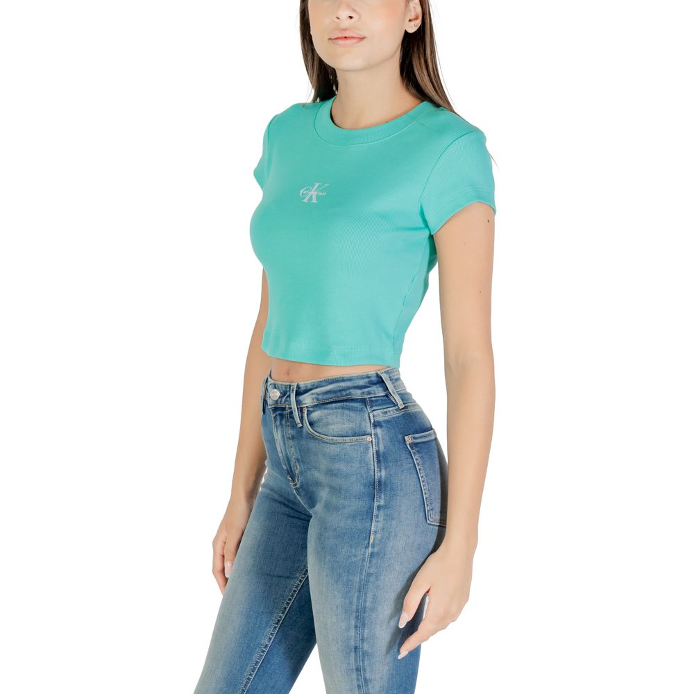 Calvin Klein Jeans Turquoise Cotton T-Shirt - Monogram Baby Tee