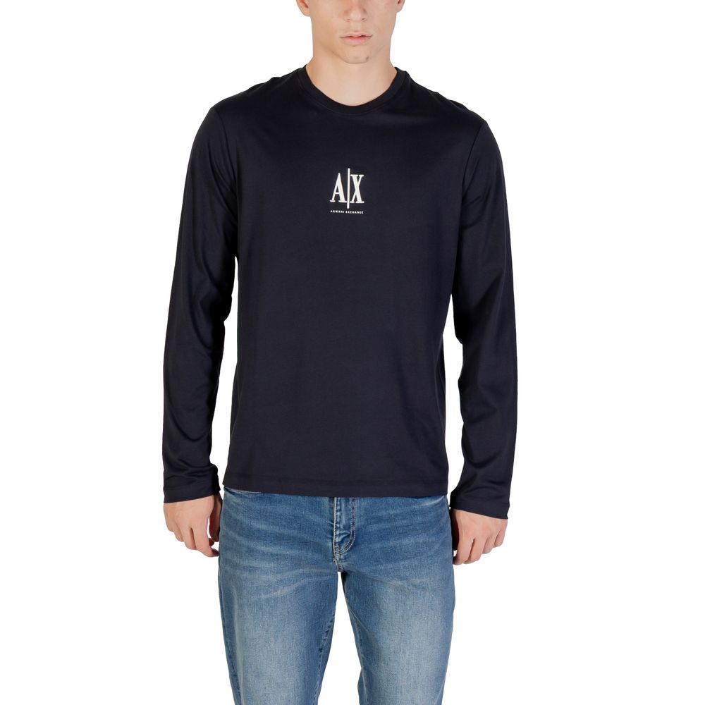 Armani Exchange Blue Cotton Long Sleeve T-Shirt for Men