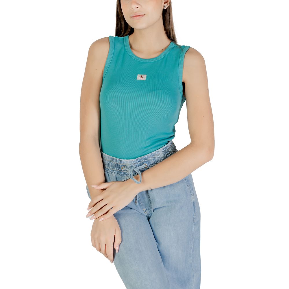 Calvin Klein Jeans Blue Cotton Top for Women