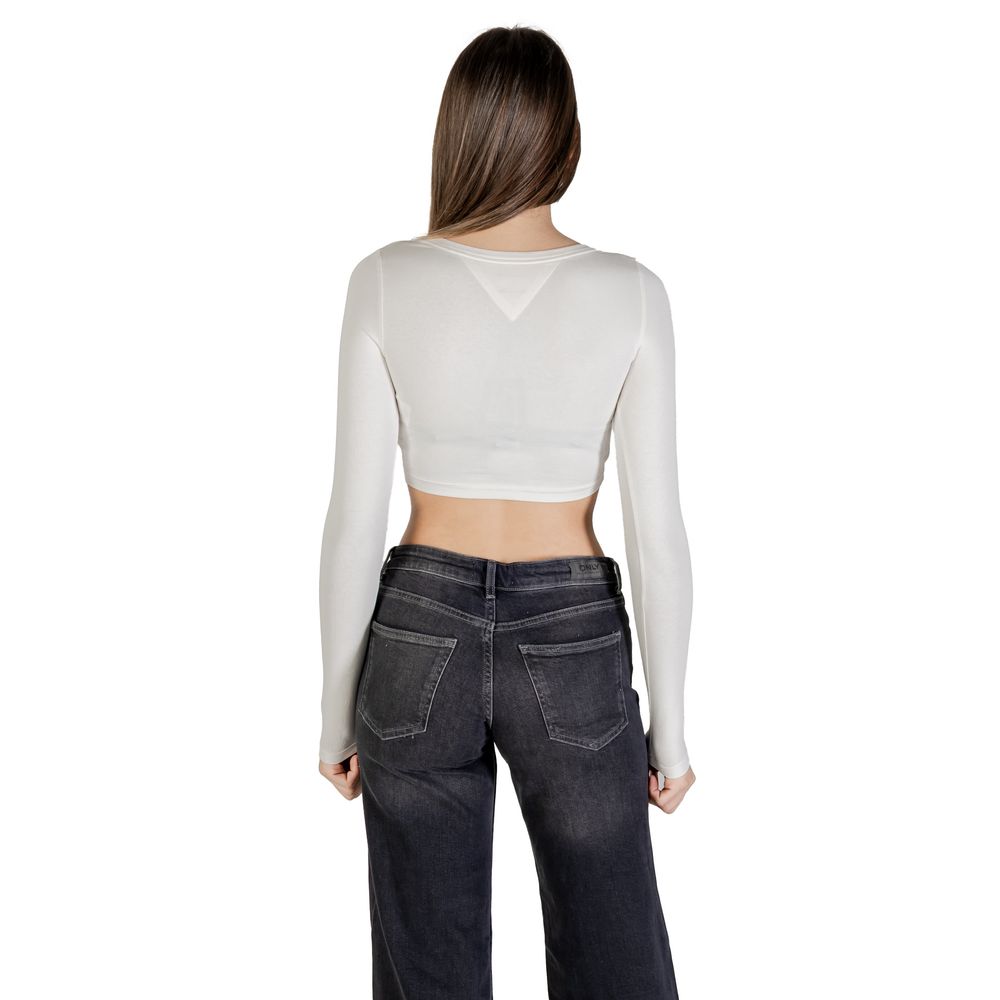 Tommy Hilfiger Jeans Women's Cropped Long-Sleeve T-Shirt in White Recycled Cotton