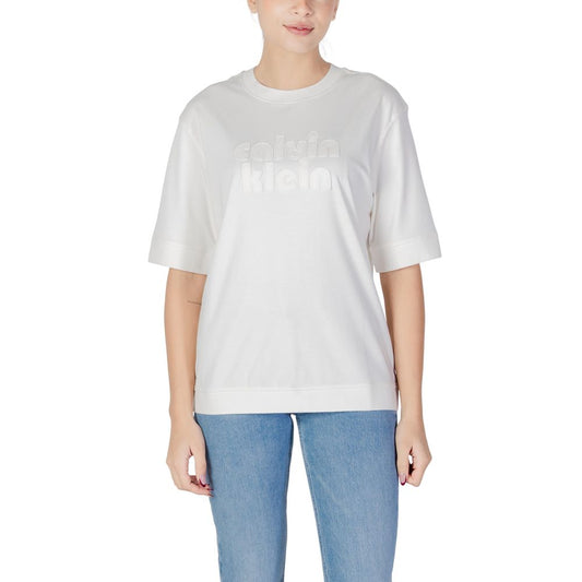 Calvin Klein Jeans White Cotton T-Shirt - OVERSIZED BOYFRIEND