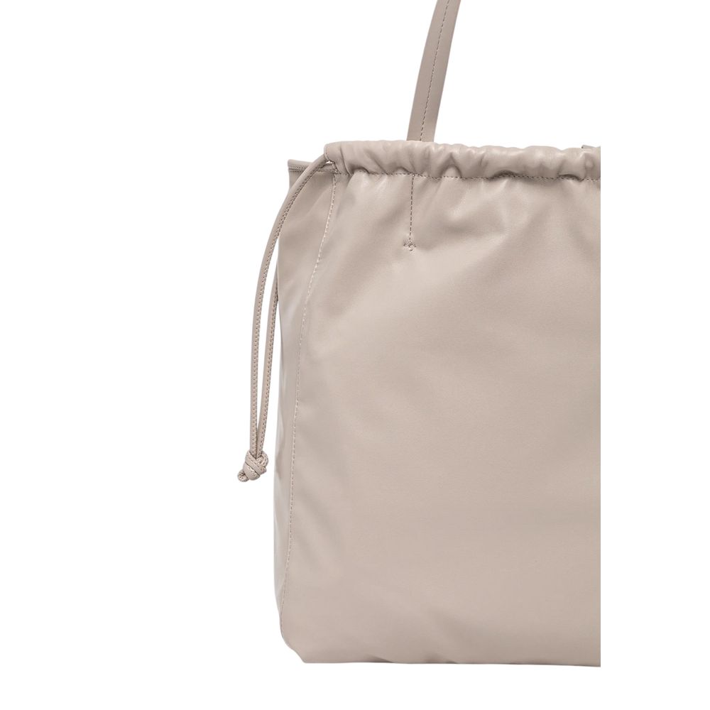 Calvin Klein Beige Polyurethane Drawstring Tote Handbag
