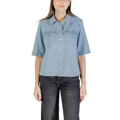 Only ONLBELLE S/S SHIRT DNM GUA NOOS - Light Blue Cotton Shirt