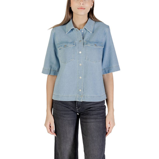Only ONLBELLE S/S SHIRT DNM GUA NOOS - Light Blue Cotton Shirt