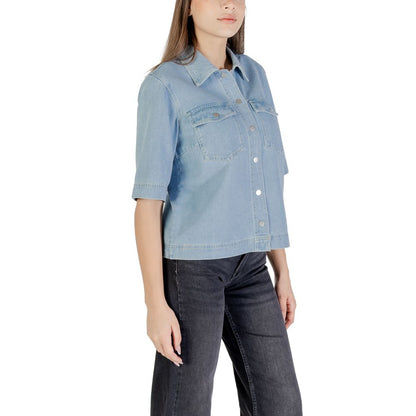 Only ONLBELLE S/S SHIRT DNM GUA NOOS - Light Blue Cotton Shirt