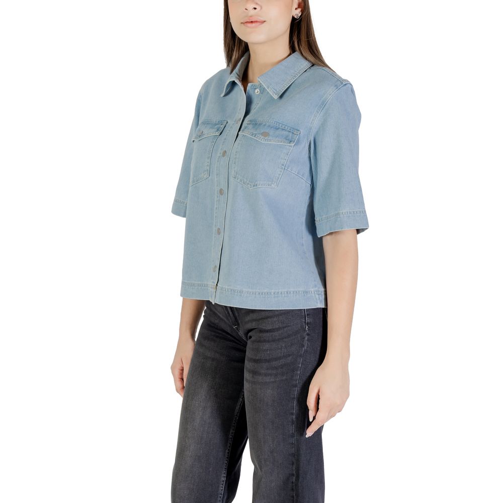 Only ONLBELLE S/S SHIRT DNM GUA NOOS - Light Blue Cotton Shirt