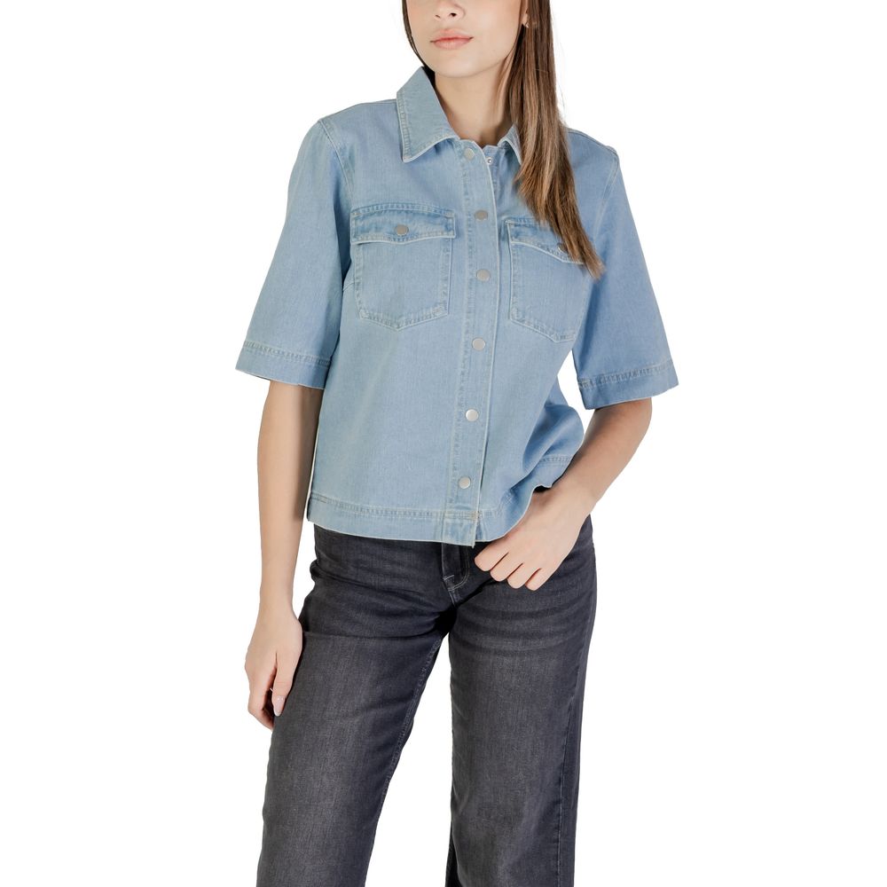 Only ONLBELLE S/S SHIRT DNM GUA NOOS - Light Blue Cotton Shirt