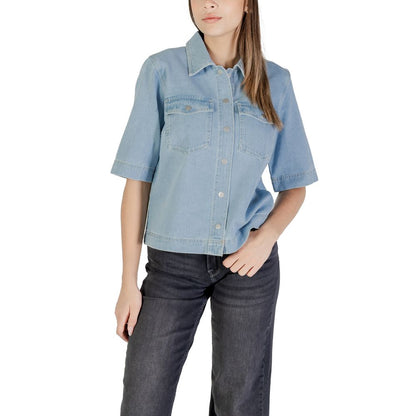 Only ONLBELLE S/S SHIRT DNM GUA NOOS - Light Blue Cotton Shirt