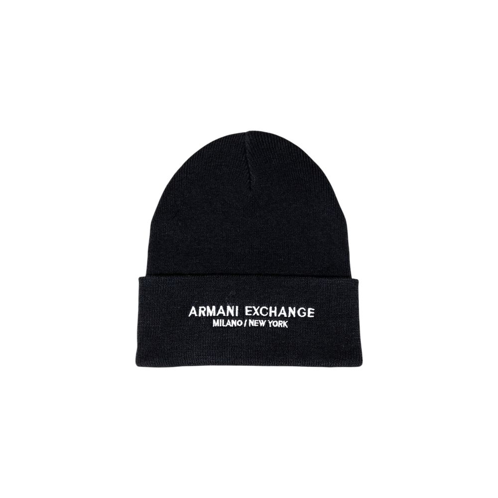 Armani Exchange Black Polyester Beanie Hat