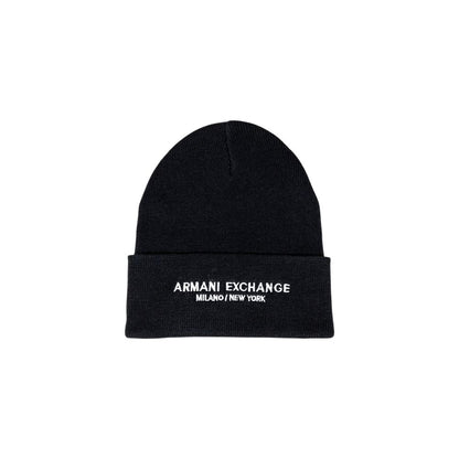 Armani Exchange Black Polyester Beanie Hat