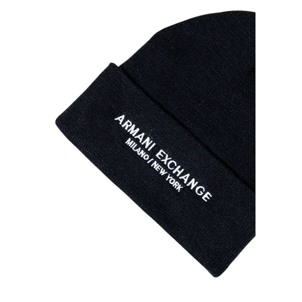 Armani Exchange Black Polyester Beanie Hat