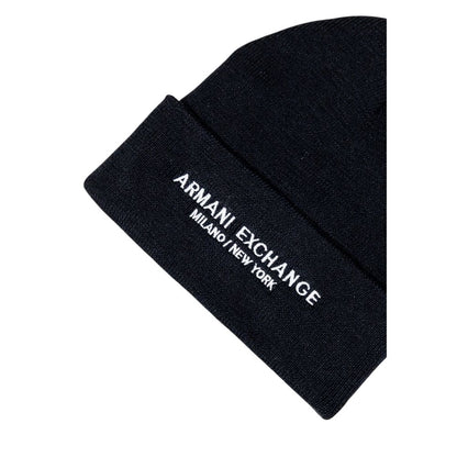 Armani Exchange Black Polyester Beanie Hat