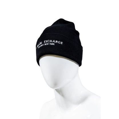 Armani Exchange Black Polyester Beanie Hat