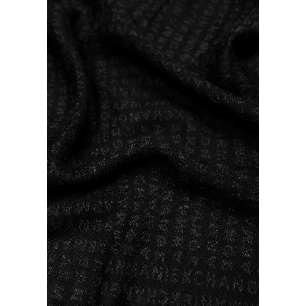 Armani Exchange Black Viscose Scarf for Men