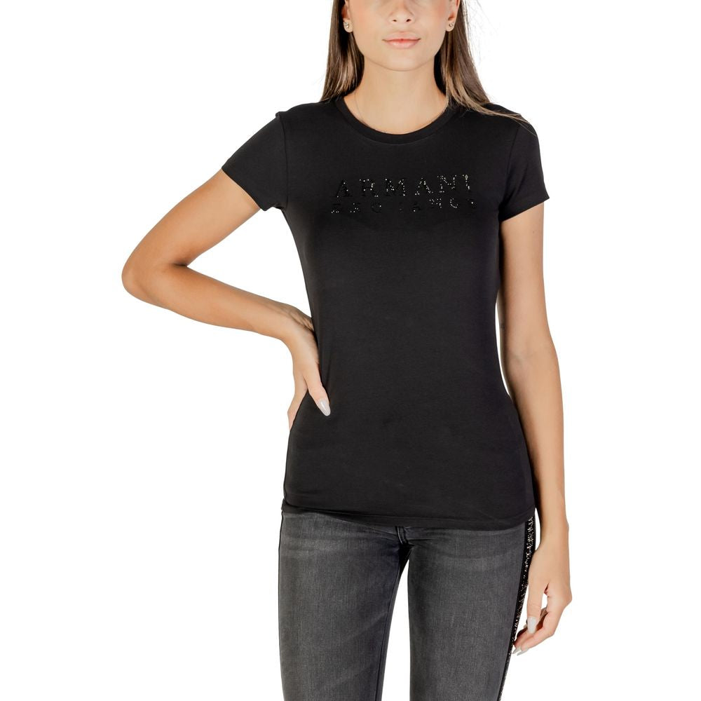 Armani Exchange Black Cotton T-Shirt for Women