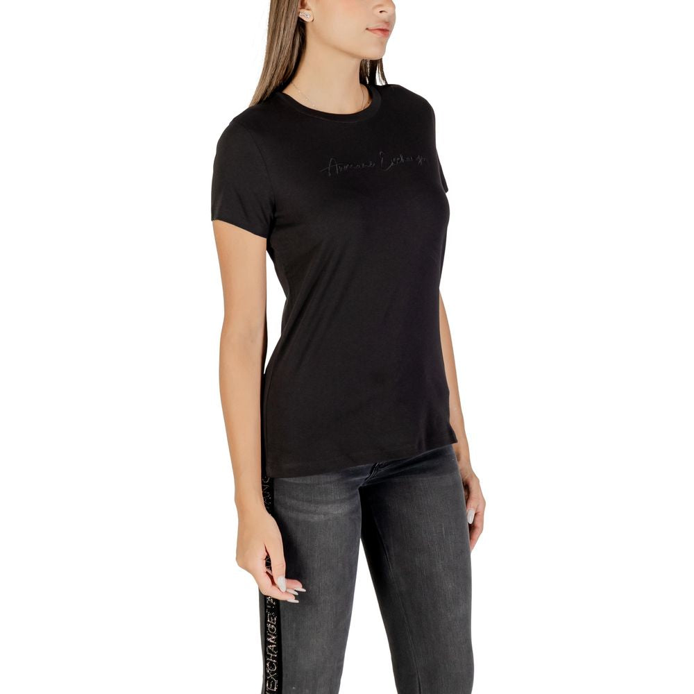 Armani Exchange Black Cotton T-Shirt for Women