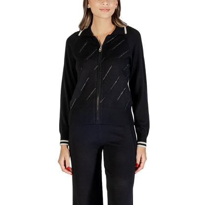 Liu Jo Black And White Viscose Cardigan: Effortless Elegance