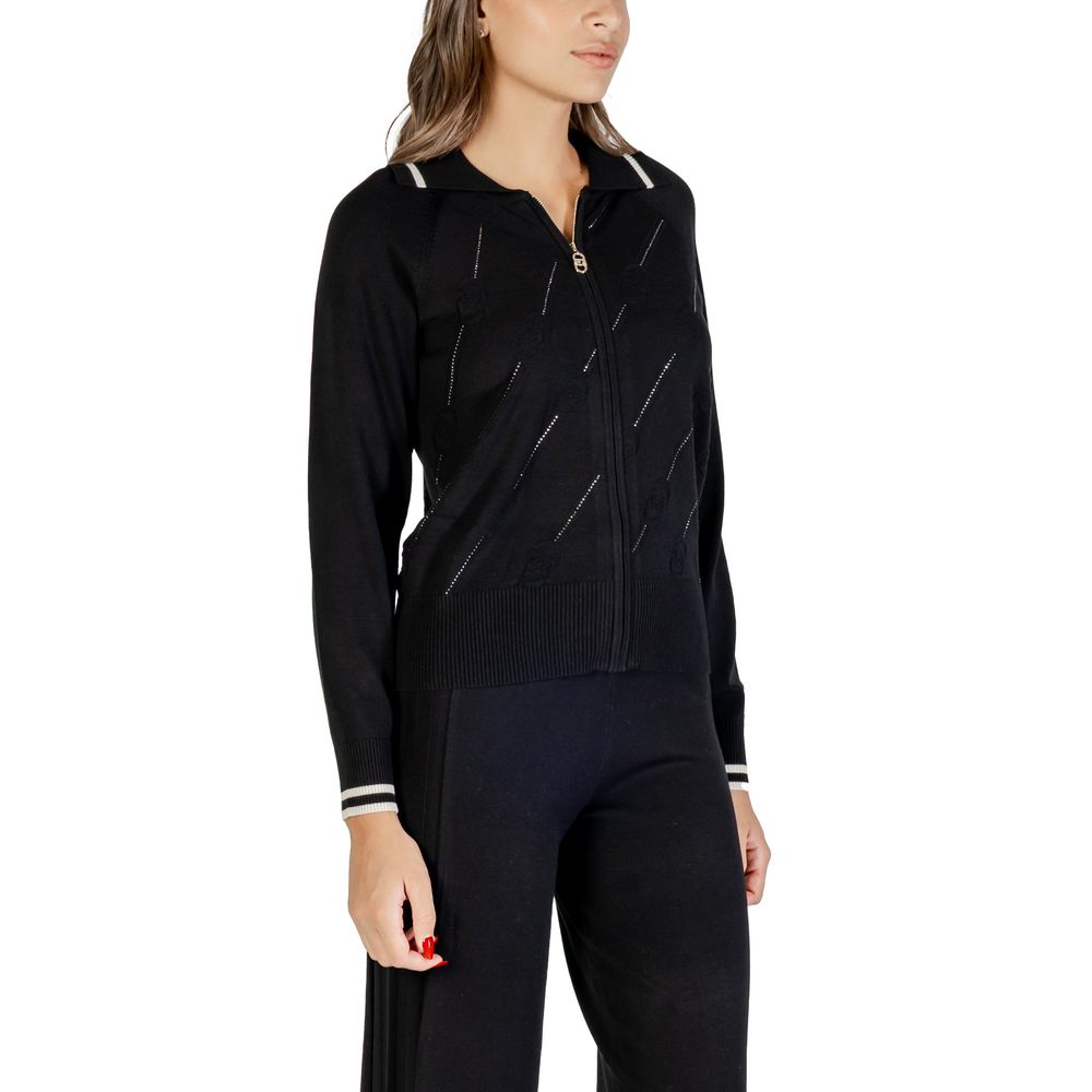 Liu Jo Black And White Viscose Cardigan: Effortless Elegance