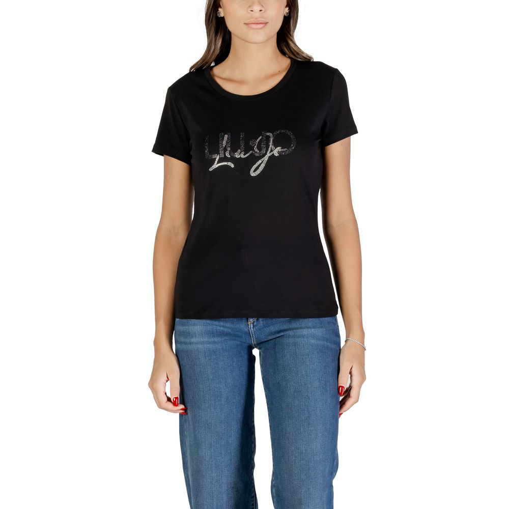 Liu Jo Black Cotton T-Shirt - Elegant Casual Essential