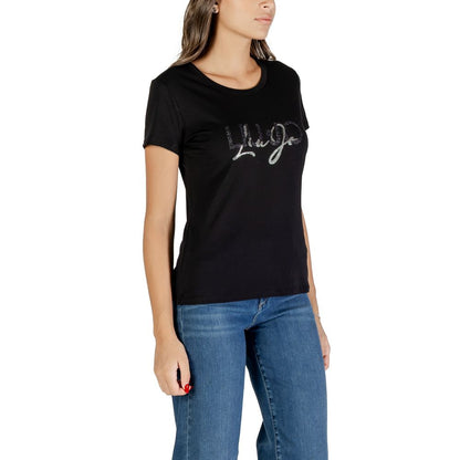 Liu Jo Black Cotton T-Shirt - Elegant Casual Essential