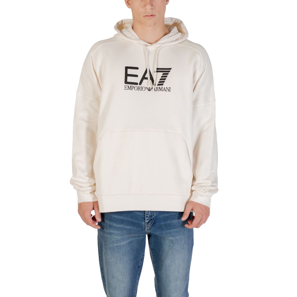 EA7 Emporio Armani White & Black Cotton Hoodie