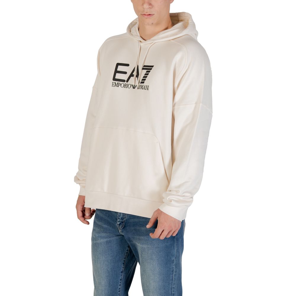 EA7 Emporio Armani White & Black Cotton Hoodie