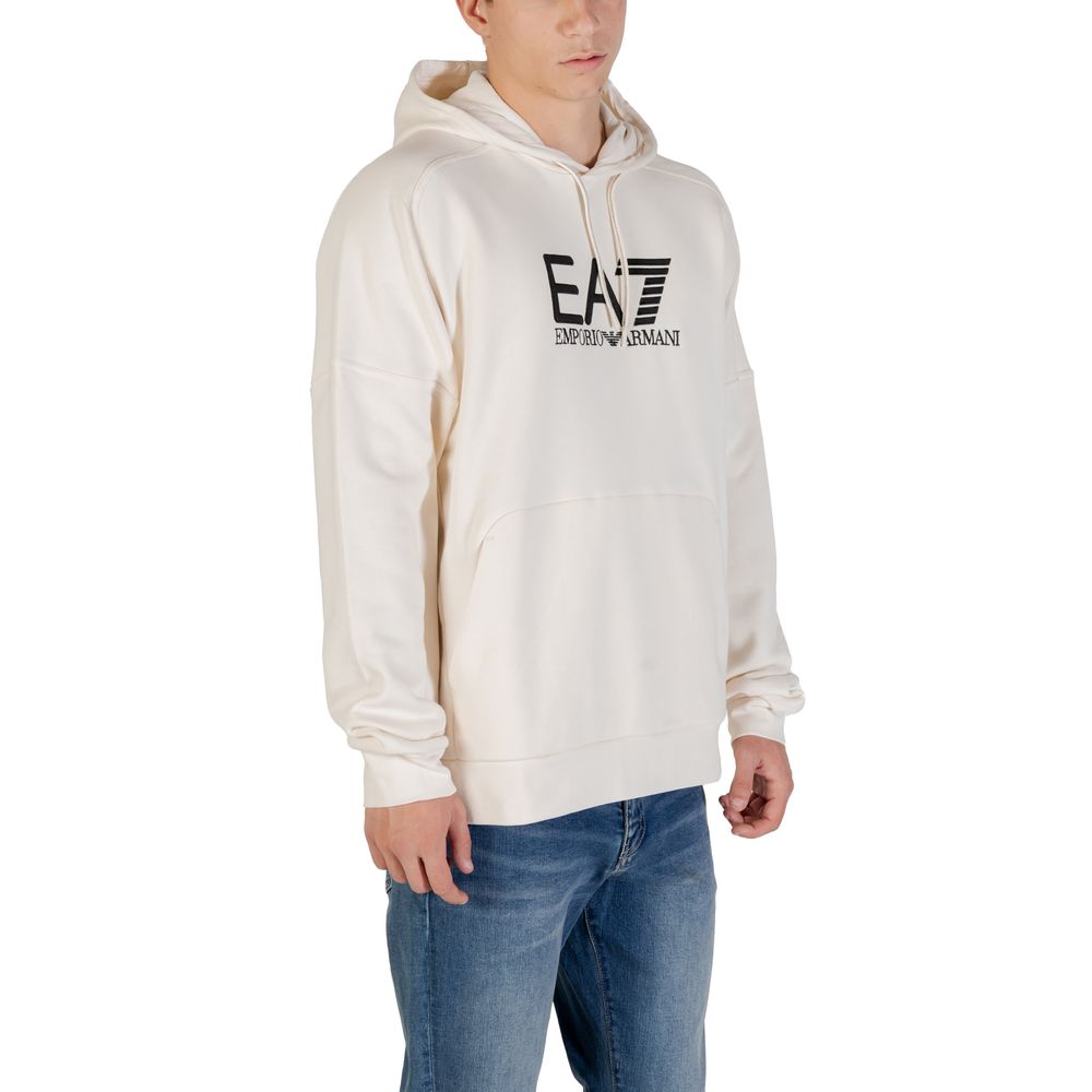 EA7 Emporio Armani White & Black Cotton Hoodie
