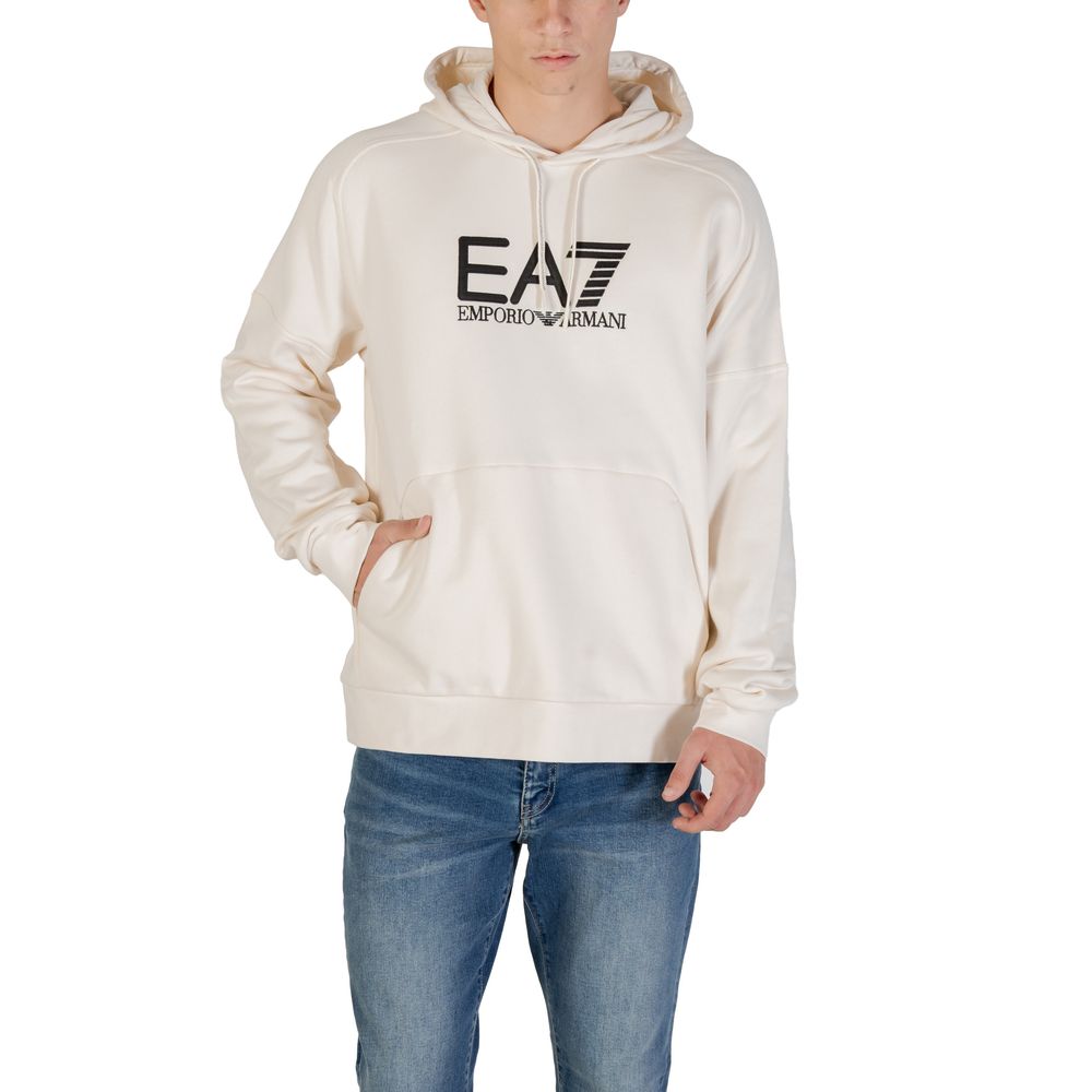 EA7 Emporio Armani White & Black Cotton Hoodie