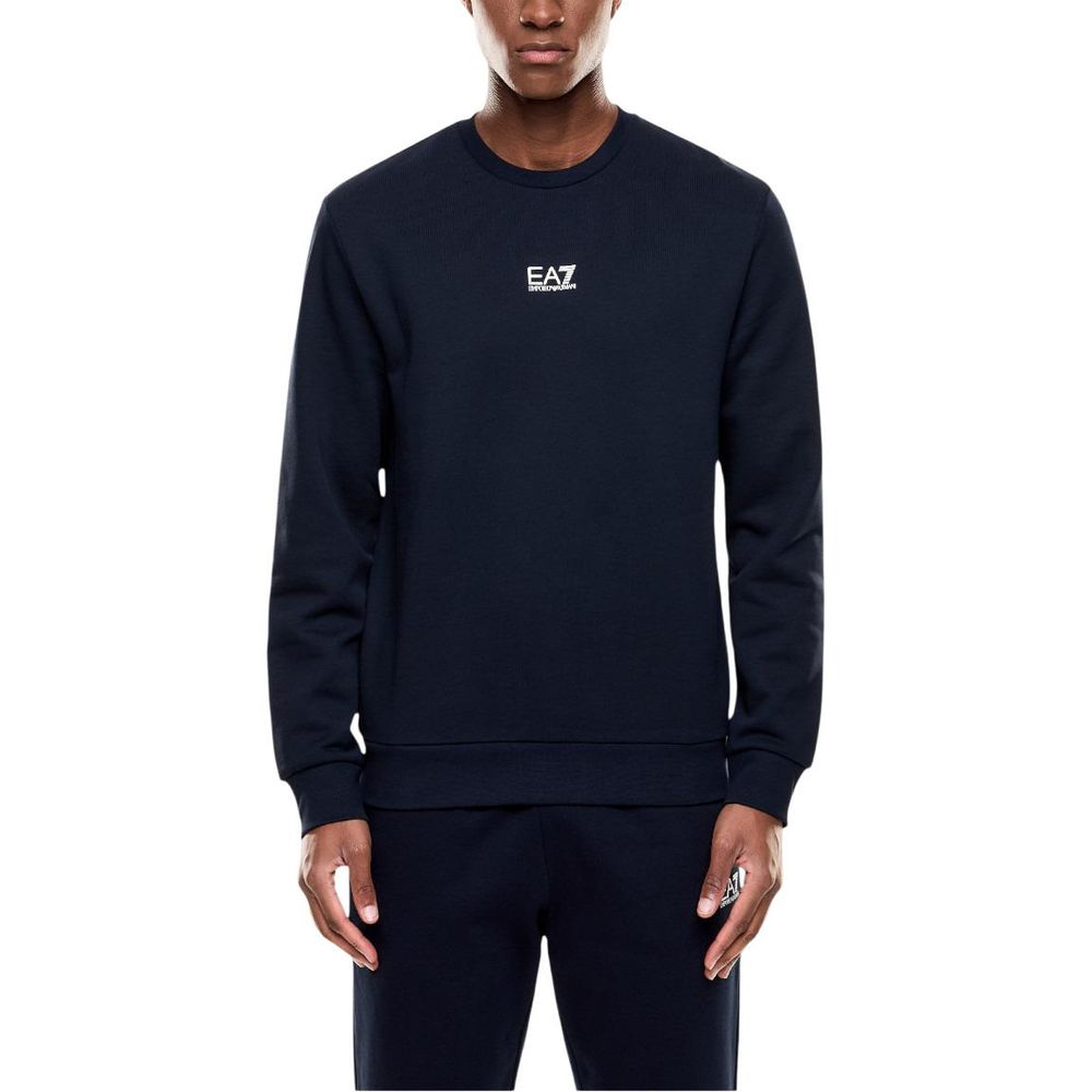 EA7 Emporio Armani Blue Cotton Sweatshirt - Men's Crew Neck Edition