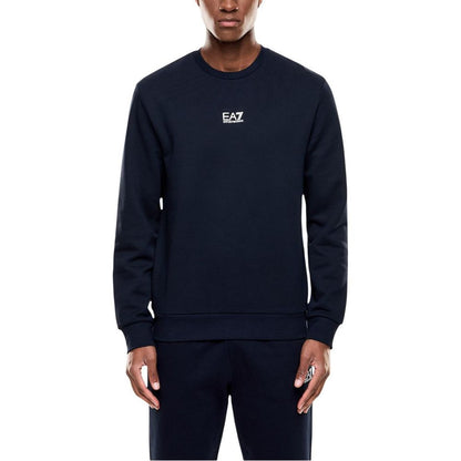 EA7 Emporio Armani Blue Cotton Sweatshirt - Men's Crew Neck Edition