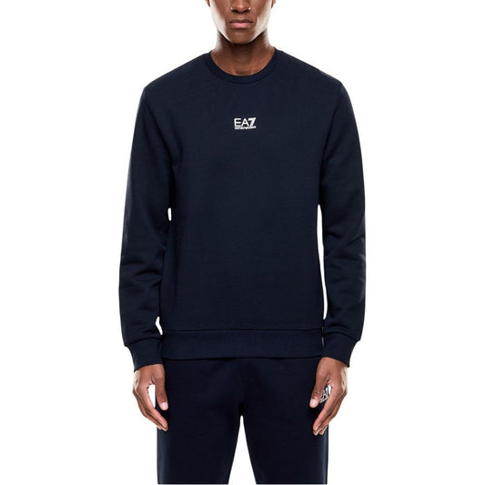 EA7 Emporio Armani Blue Cotton Sweatshirt - Men's Crew Neck Edition